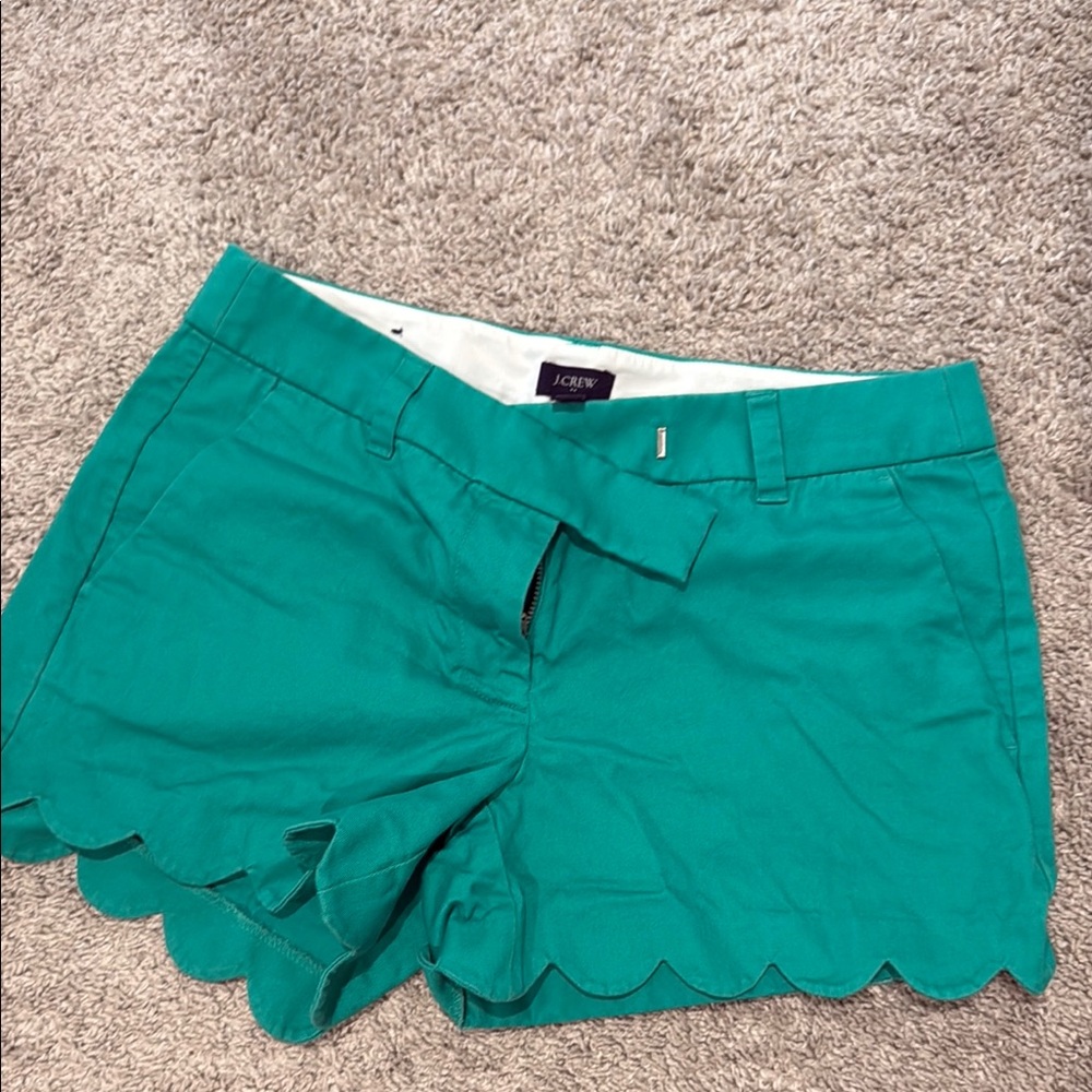 J. Crew Women's Teal Scalloped Shorts